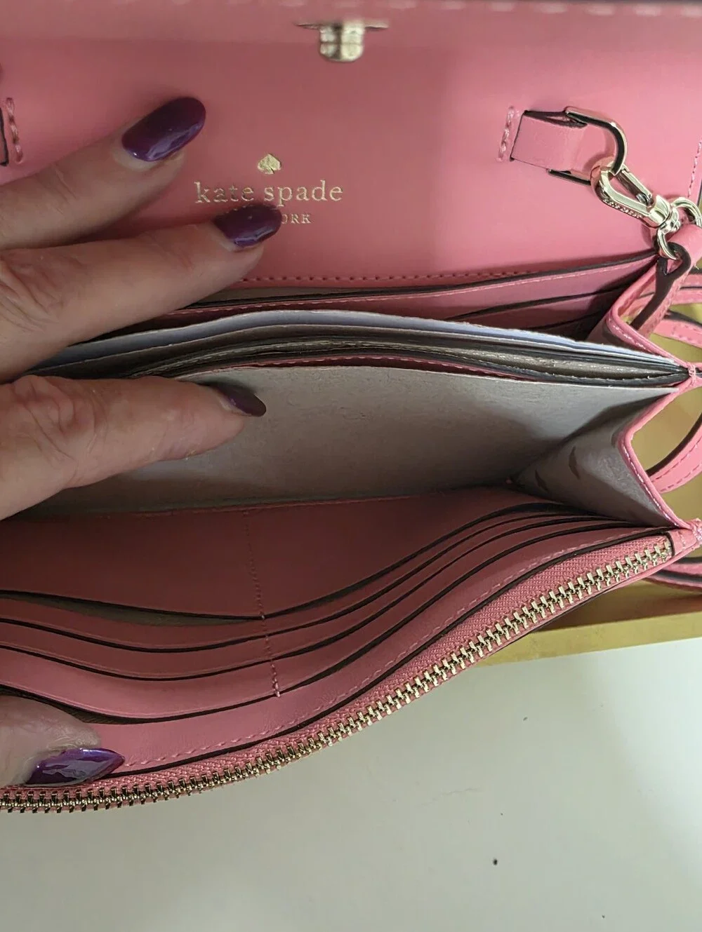 kate spade Bright Pink Leather Crossbody Wallet with Detachable Strap
